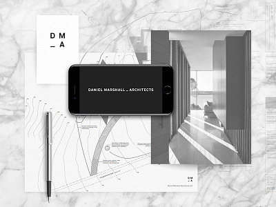 DMA Branding architect architecture auckland black brand branding logo marble minimal new zealand web white