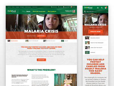 ChildFund NZ responsive example charity children donate ecommerce green interface new zealand red responsive ui web