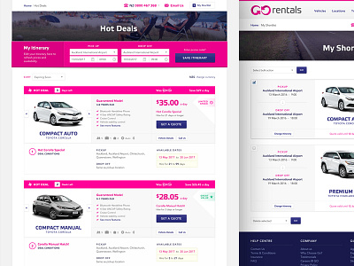 GO Rentals updated hot deals & shortlist auckland car deal hire listing new zealand pink rental responsive sale search web