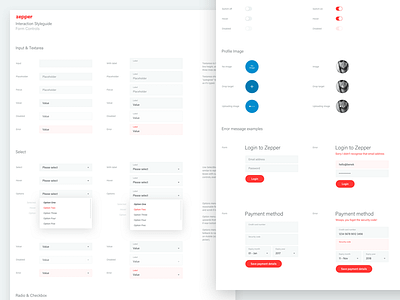 Zepper Interaction Styleguide - Form Controls ai conversational design system interaction interface new zealand styleguide ui web web app