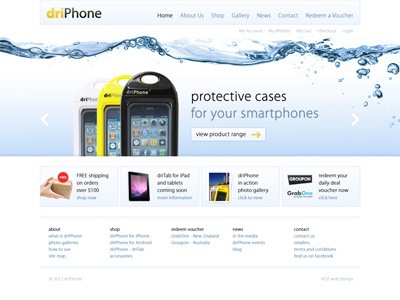 driPhone homepage concept android blue case ecommerce iphone phone water waterproof web white yellow