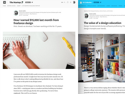 I've started writing about design and freelancing on Medium