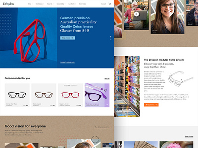 Dresden Vision Homepage australia branding ecommerce eyewear fashion new zealand responsive ui ux web