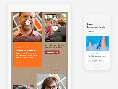 Dresden news & customer stories mobile news playful responsive stories tablet texture ui ux web
