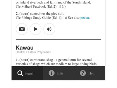 Cook Islands iPhone tabs and media buttons app audio definition dictionary icon ios iphone list media mobile nav photo results search video