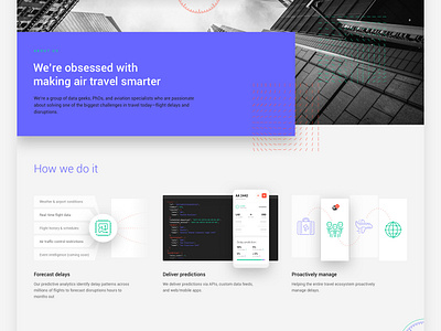 Lumo About Page app features flights illustration purple responsive saas travel web web app
