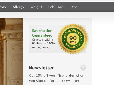 150% 90-day Money Back Guarantee! badge ecommerce gold green guarantee web