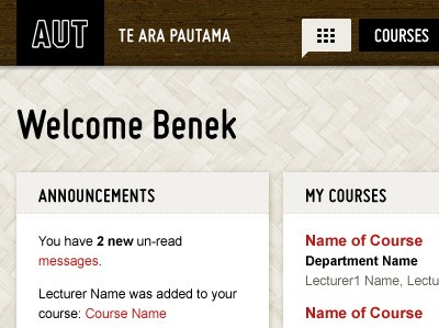 Intranet Concept aut black brown intranet maori red texture university weave web white wood