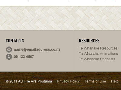 Intranet Concept 5 aut black brown footer hover icon intranet maori tecture university weave web white wood