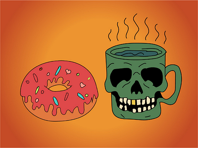 Cup & donut adobe illustrator design draw tattoo