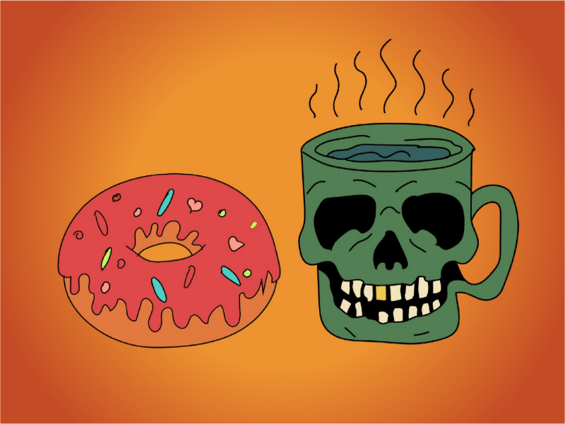 Cup & donut draw adobe illustrator tattoo design