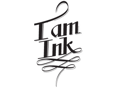 Iamink black and white ink lettering script tattoo