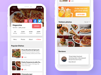 Food App - Restaurant Profile Mockup
