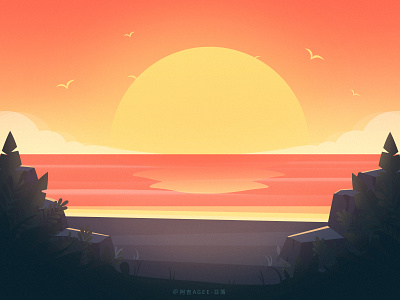 日落sunset illustrations sunset