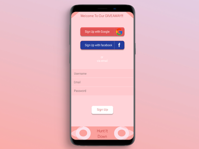 Giveaway Sign Up page app design ui