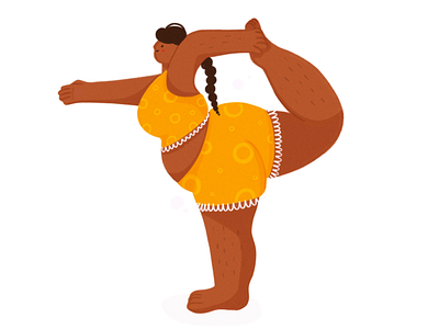Stretch body hair body positive editorial feminist girl illustration illustrator plus size spot illustration yoga app yoga pose