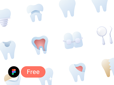 Soft dental icons cute dental design freebie icon icon pack iconset illustration ui icons vector