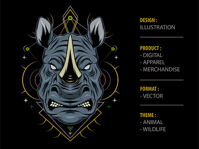 Rhino logo design mascot accessories animal apparel design artwork branding design illustration logo tshirtdesign vector