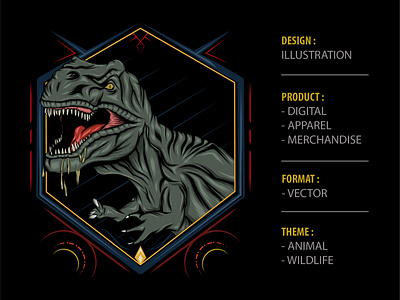 Dinosaur logo design for T-shirt, print design or outwear.