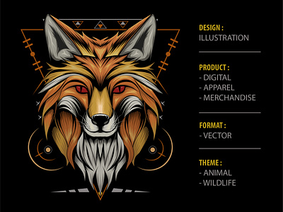 Fox head logo with ornament background accessories animal apparel design artwork design illustration logo tshirtdesign vector wildlife