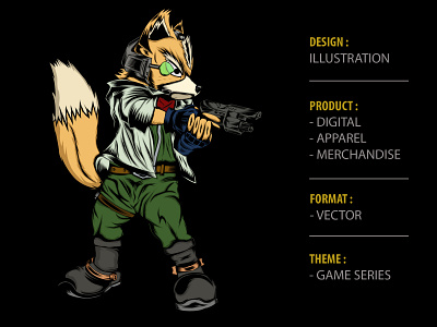 Fox McCloud animal art direction artwork character decoration design game illustration tshirtdesign vector