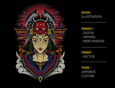 GEISHA accessories apparel design artwork branding decoration design designer geisha illustration japanese culture tshirtdesign vector