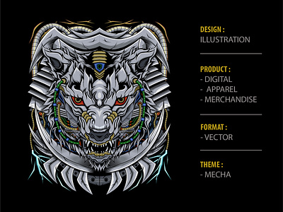 MECHA WOLF accessories animal apparel design artwork branding design illustration logo tshirt tshirtdesign vector