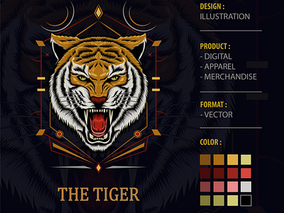 Apparel Vector T-shirt Design with Tiger