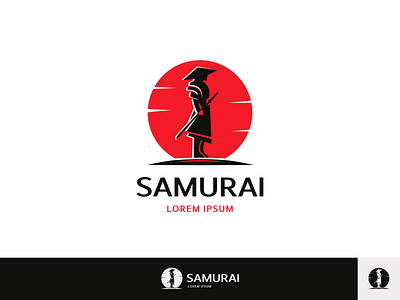 Samurai branding design illustration japan katana logo silhouette vector