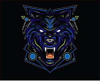 Blue Wolves angry artwork dark decoration face head illustraion logo mascot poster sign simple sport symbol team tshirtdesign vectorart wildlife wolf wolve