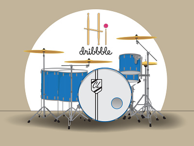 Hi Dribbble blue design drums hello dribbble illustration music silver