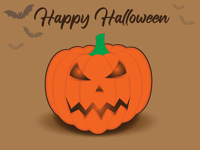 Halloween Pumpkin bats brown halloween illustration orange pumpkin spooky vector