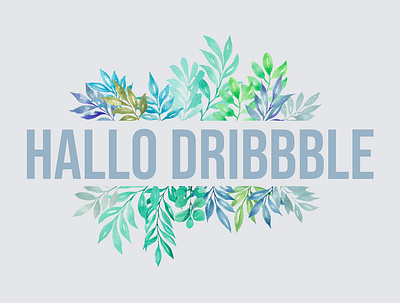 Hallo dribbble background cards design dribbble dribbble invite flower frames illustraion invitations leaves pattern watercolor