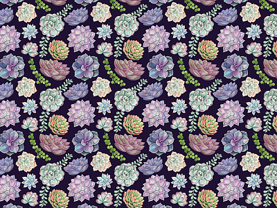 Watercolor Pattern Succulents