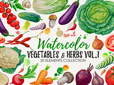 Watercolor Vegetables by GRAPHOBIA on Dribbble