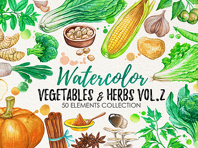 watercolor vegetables 2