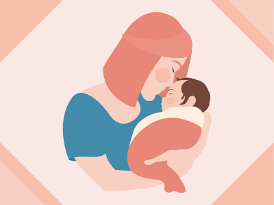 Mother with baby baby boy character cute art design flat fondness girl illustration love mother mothers day people portrait art tenderness vector woman womans day