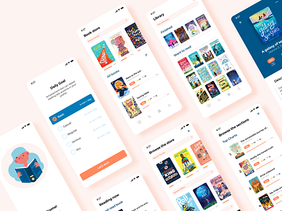 Reading app for kids 🧒🏼📚 app app design application branding concept design illustration mobile app mobile design reading reading app uidesign uiux uxdesign