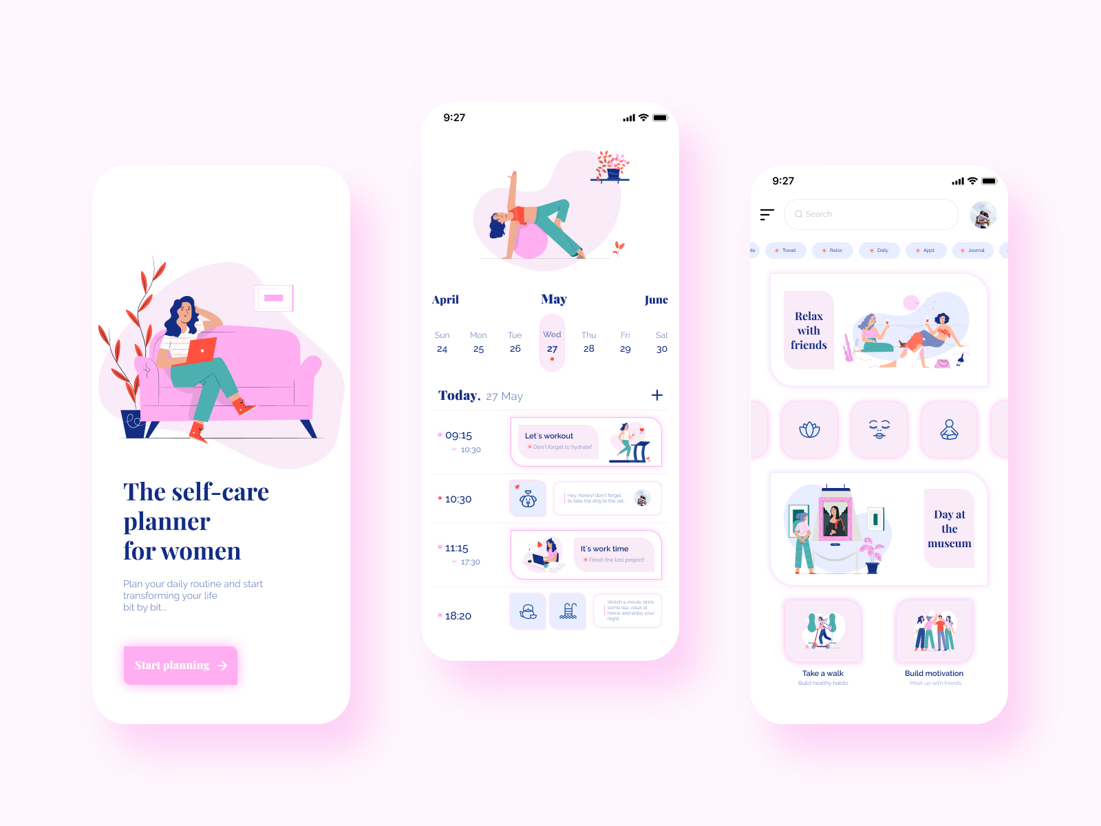 Self-care planner for women 👱🏻‍♀️ by Delia Brai on Dribbble