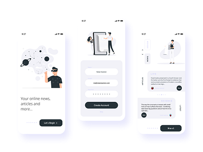 Articles and news app 🗞 app app design branding concept design illustration mobile app ui uiux ux uxdesign