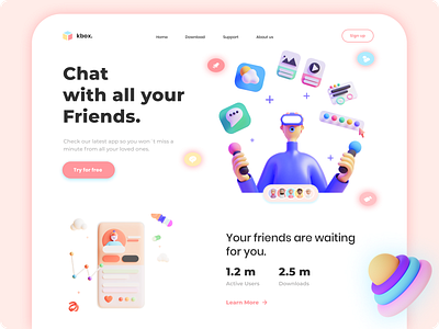 Landing Page 3D App 🧞‍♂️ 3d app design branding concept illustration landingpage mobile app typography ui uidesign uiux ux uxdesign web web design webdesign