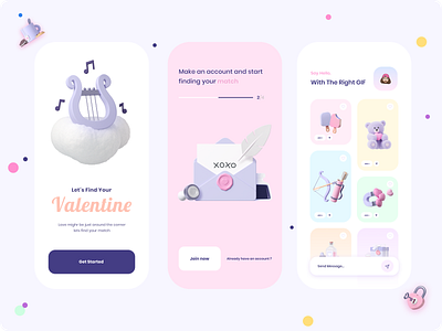 Dating App - Valentine´s Special 🥰 3d 3d animation app app design datingapp design gif illustration mobile app productdesign typography ui uidesign uiux ux uxdesign valentine valentinesday visual design webdesign
