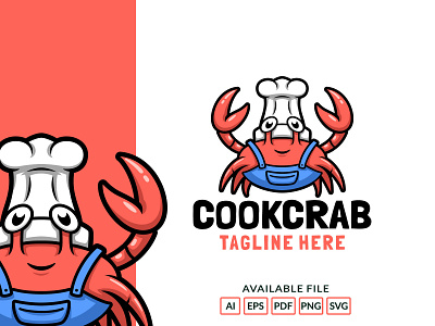 Cartoon cute Cook Crab mascot logo animal branding cartoon character cook crab cute design icon illustration logo mascot vector