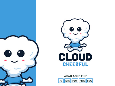 Cartoon cute cloud cheerful character logo branding cartoon character cheerful cloud cute design icon illustration logo mascot vector