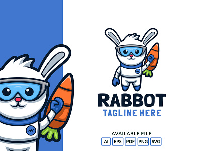 cartoon cute rabbit character logo