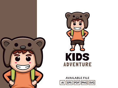 cartoon cute kids adventure logo mascot character branding cartoon character cute design icon illustration kids logo mascot vector