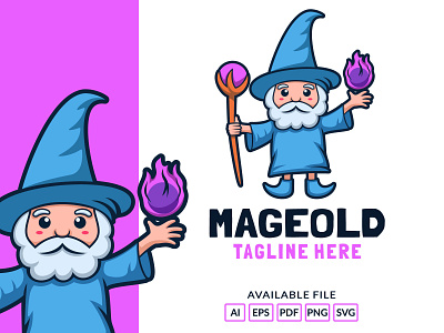 cartoon witch mage logo character mascot design