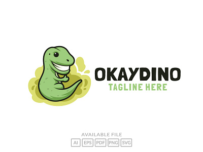 Cartoon dinosaur logo design cute mascot character