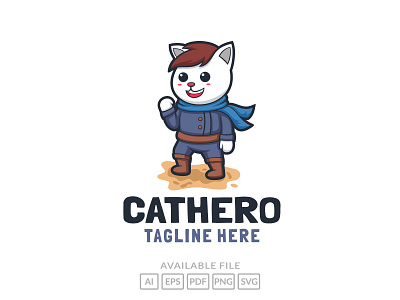 cartoon cat logo design mascot illustration