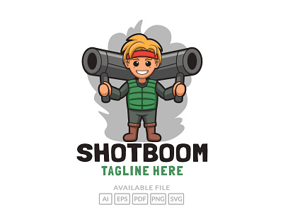 Cartoon cute soldier logo design mascot illustration branding cartoon character cute design illustration logo mascot shot soldier vector